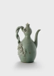 Bule de cabaça dupla (Grés e porcelana com esmaltes e decoração em relevo)
