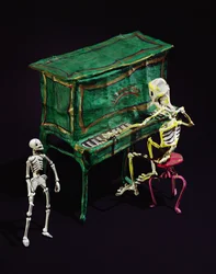 O Dia dos Mortos figura como músicos (papel machê) (detalhe de 229287)