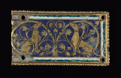 Placa, provavelmente de um Santuário Relíquio, c.1200-1250 (cobre dourado, esmalte champlevé)