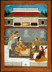 Uma princesa indiana tem a sua sanita em miniatura da Escola Mughole de 1740.