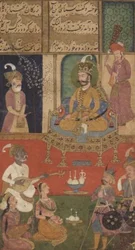 Uma missão amorosa, Johnson Album XI nº 16 numerado 23, c.1760 (guache com ouro sobre papel)