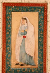 Uma velha de vestido ocidentalizado, do Grande Álbum Clive, c.1760