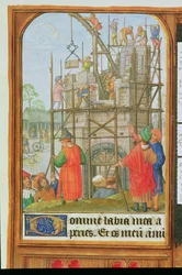 Adicionar 35313 f.34 A construção da Torre de Babel, Bruges ou Ghent, c.1500 (velino)