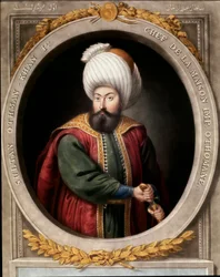 Império Otomano: retrato do primeiro sultão otomano Osman I (1299-1326). Biblioteca do Topkapi Sarayi, Istambul