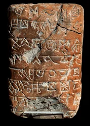 Inscrições em Elamite Linear; Escrita não cifrada. Comprimidos de argila, período Akkad (2325-2160 a.C.)