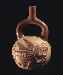 Vaso com desenho de peixe, Mochica, 200-800AD, (cerâmica)