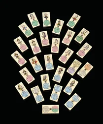 Um conjunto de vinte e sete dominós de ébano e osso, representando czares e czarinas russos, c. 1850-1875 (ébano, osso)