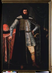 Retrato do Conde Ivan Repnin (?). Pintura por um mestre russo, óleo sobre tela, 2ª metade do século XVII. Arte russa primitiva. Museu Estatal Russo, São Petersburgo.
