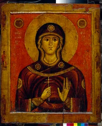 Santa Juliana de Nicomedia (início do século IV) (Santa Juliana) - Ícone da tradição Novgorod (Rússia), tempera sobre madeira, início do século XIII - Galeria Estadual Tretyakov, Moscovo