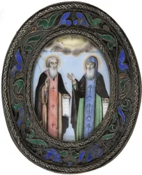 Os santos Demétrio de Rostov (1651-1709) e Inácio Brianchaninov (falecido em 1867)