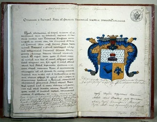 Os braços heráldicos do escritor Alexander Sergeyevich Pushkin (1799-1837)