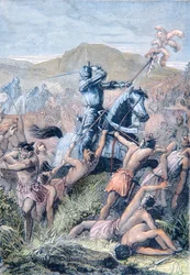 Hernan Cortes na Batalha de Otumba, México