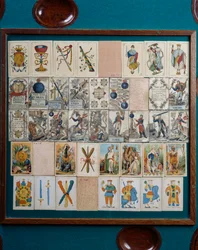 Jogar cartas, Detalhe da mesa de cartas catalã, Espanha