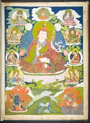 Adicionar. Ou. 3048    Um dos 12 desenhos representando divindades tibetanas por um artista tibetano, provavelmente em Lhasa, c.1800    (guache sobre papel)