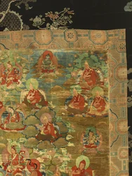 Detalhe do Terceiro Panchen Lama Losan Penden Yeshe (guache sobre pano)