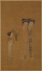 Senhoras e atendentes da corte, dinastia Ming, século XVI.
