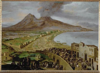 Erupção do Vesúvio, vista de Nápoles, meados do século XVII