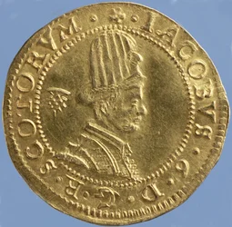 £ 4 escocês (hat-piece) de James VI, Edinburgh mint, 1591 (anverso) (ouro) (para reverso ver 244626)