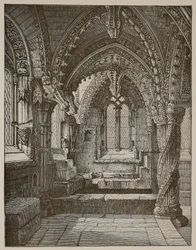 Canto sudeste de Lady Chapel, Rosslyn (foto sépia)