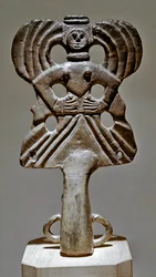 Arte Scythian (civilização Scythian ou Scythia): ornamento de bronze de tanque da Ucrânia, século 5 - 3 a.C. São Petersburgo, Museu Hermitage