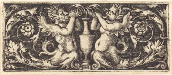 Ornamento com chifres de sopro de dois tritões