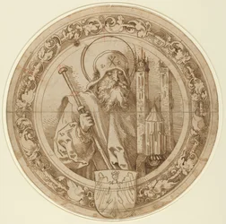 Saint Sebald carregando o modelo de sua igreja em Nuremberg