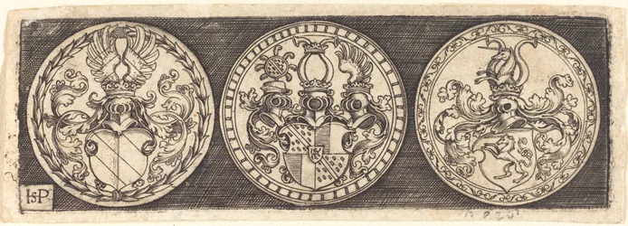 Três medalhas com brasões