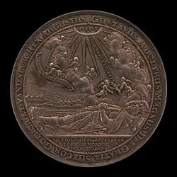 Morte de Gustavo II Adolfo, 1594-1632, Rei da Suécia 1611 [anverso], 1634.