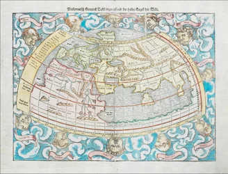 Mapa-múndi ptolemaico de 1550 de Sebastian Münster