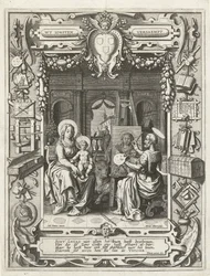 Brasão de armas da Guilda de São Lucas com pintura de São Lucas Madonna and Child, 1620-21