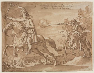 Morte a cavalo perseguindo um cavaleiro voador, 1631.