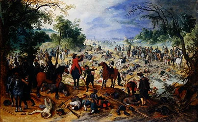 Soldados a emboscar uma caravana (óleo sobre carvalho)