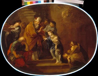 La presentation de la bienheureuse Vierge Marie - Peinture de Sebastiano Conca (1680-1764), huile sur toile, 89x119 cm - The Presentation of the Blessed Virgin Mary, Oil on canvas by Sebastiano Conca - State A Pushkin Museum of Fine Arts, Moscovo