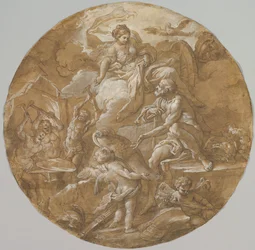 Vênus na Forja de Vulcano reto, Esboços com dois Putti verso, ca. 1716-18.