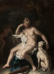 Diana e seu cachorro, c.1717-20 (óleo sobre tela)
