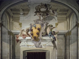 Escudo de armas Medici. Fresco por Sebastiano Ricci (1659-1734), cerca de 1707-1708. Florença, Palácio Pitti