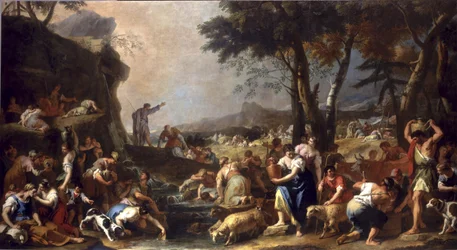 Moisés faz a água fluir da rocha, 1725-26