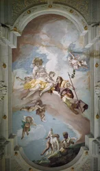 Vénus e Adónis - Vénus e Adónis. Fresco por Sebastiano Ricci (1659-1734), cerca de 1707-1708, Florença, Palazzo Pitti.