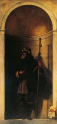 São Sinibald, decoração da porta do órgão, ca. 1509, de Sebastiano del Piombo (ca. 1485-1547), óleo sobre tela, 293x137 cm, Igreja de San Bartolomeo, Veneza, Itália