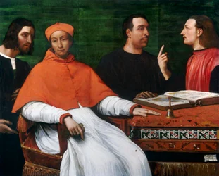 O cardeal Bandinello Sauli, seu secretário e dois geógrafos, 1516