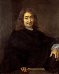 Retrato presumido do filósofo René Descartes (1596-1650) Pintura de Sebastien Bourdon (1616-1671) Sol do século XVII. 0,88x0,71 m