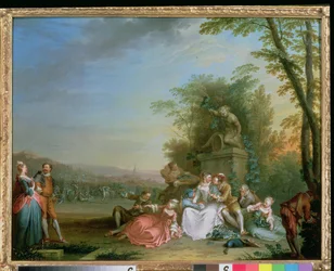 A colheita da uva, c.1750 (painel) (par para 87638)
