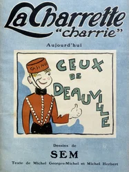 Deauville casino dealer, ilustração de Sem para a capa da revista mensal "La charrette charrie" (1922).