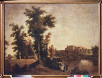 Paisagem perto de São Petersburgo. Pintura de Semyon Fyodorovich Shchedrin (Semion Shchedrin) (1745-1804), óleo sobre tela