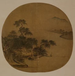 Riverside Retreat, c.1250 (tinta e cor sobre seda)