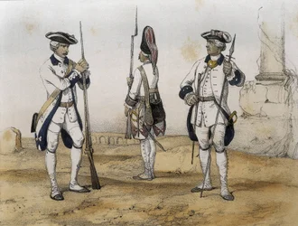 Linha Infantrymen durante o reinado de Carlos III de Espanha