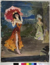 Bailarino - Vinogradov, Sergei Arsenyevich (1869-1938) - Início do séc. XIX - Tempera sobre papel -