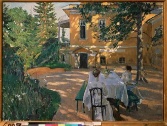 No verão - Pintura de Sergei Arsenyevich Vinogradov (1869-1938), óleo sobre tela