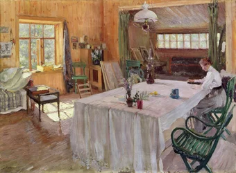 Na casa do artista Konstantin Korovin (1861-1939) 1907 (óleo sobre tela)