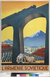 Arménia Soviética (cartaz da empresa Intourist) - Igumnov, Sergei Dmitrievich (1900-1942) - 1935 - Litografia a cores - Biblioteca Estatal Russa, Moscovo